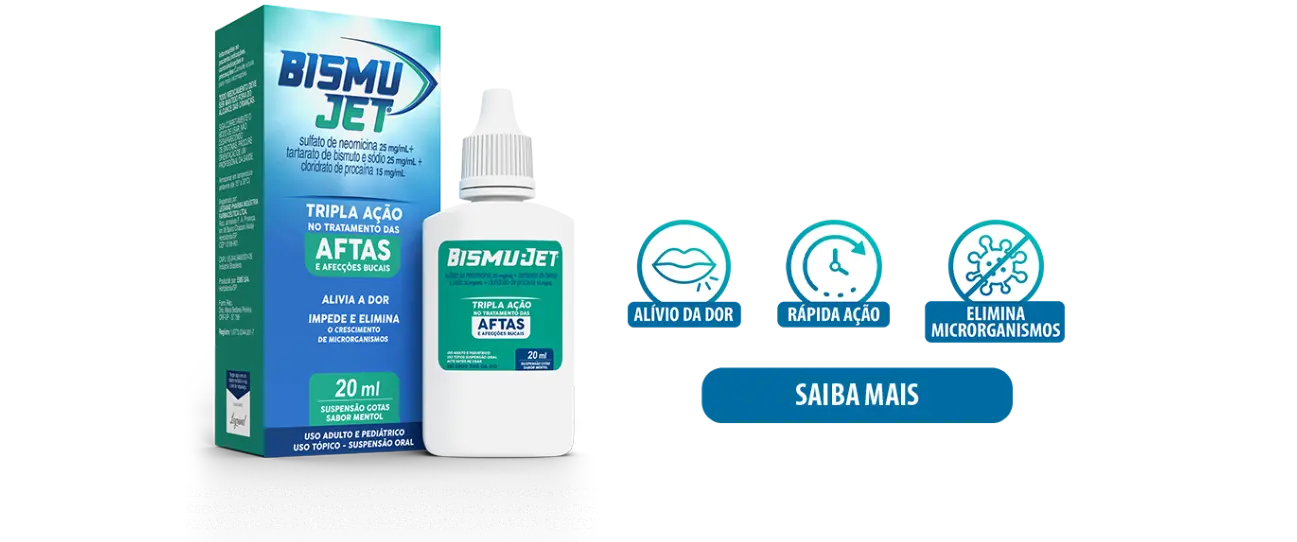 Bismu-jet o único que alívia as aftas num jet